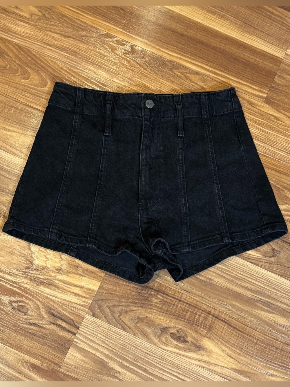 Reformation Black High-Rise Denim Shorts, Size 28, 2” Inseam
